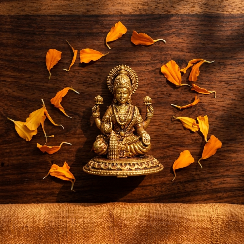 Brass Lakshmi Devi Idol | Antique Finish | Wealth Goddess Statue for Home Temple