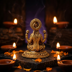 Brass Lakshmi Devi Idol | Antique Finish | Wealth Goddess Statue for Home Temple
