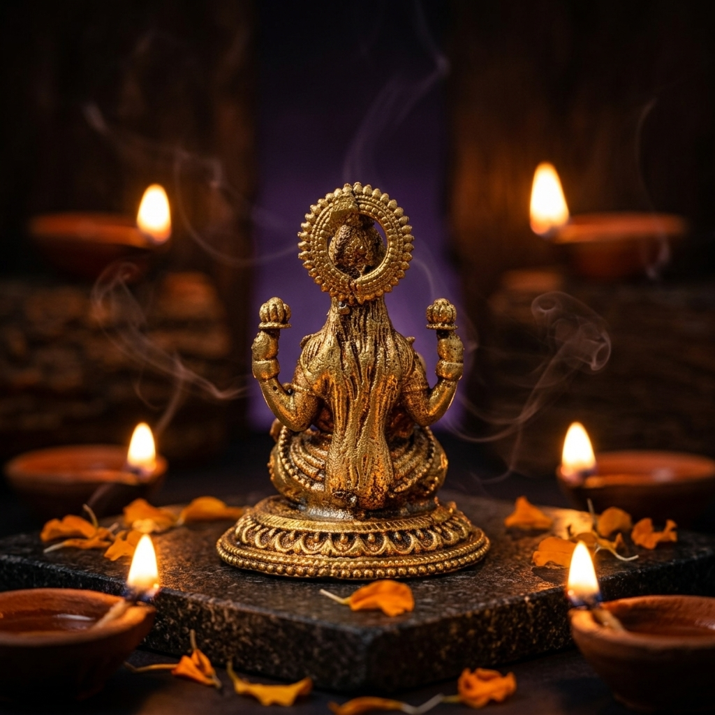 Brass Lakshmi Devi Idol | Antique Finish | Wealth Goddess Statue for Home Temple