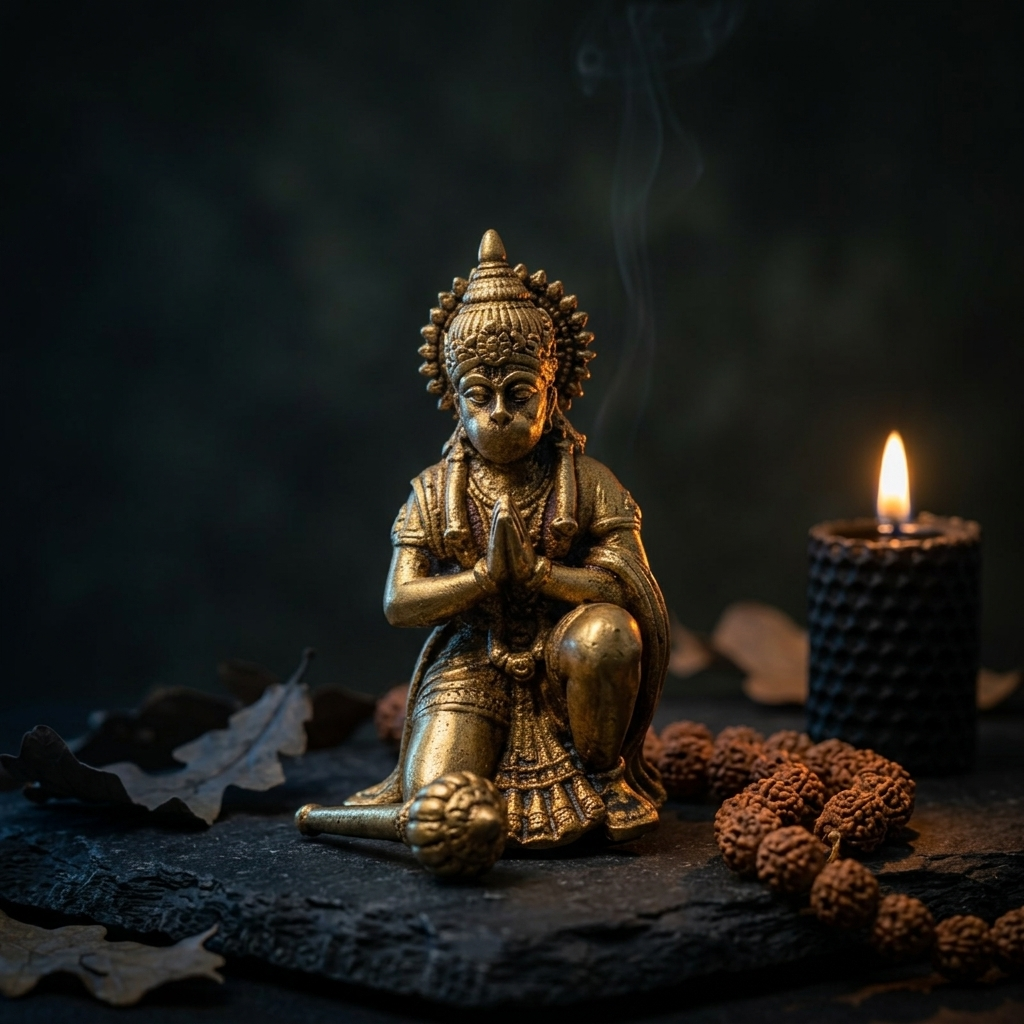 Hanuman Ji Brass Idol | Gold Finish | Home Temple Office Car Dashboard Murti