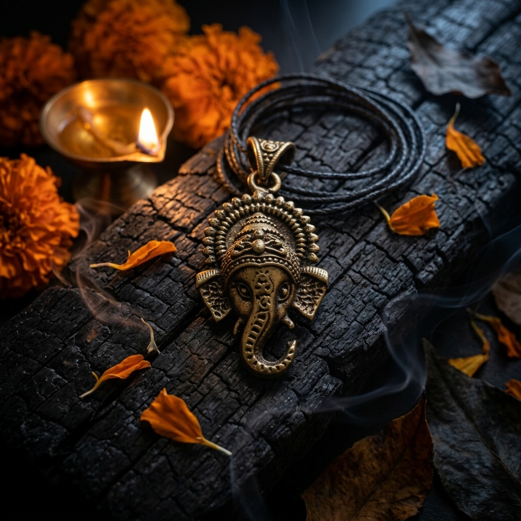 Brass Ganesh Pendant | Vighnaharta Divine Jewelry | Daily Wear & Gifting