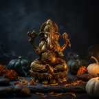 Lord Ganesh Brass Idol | Sitting in Lotus | Murti Statue for Home Temple