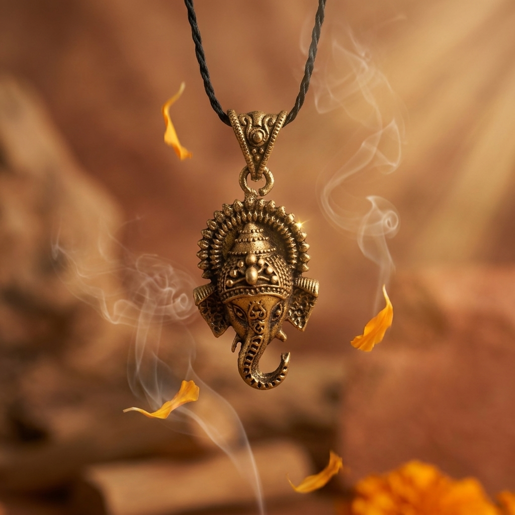 Brass Ganesh Pendant | Vighnaharta Divine Jewelry | Daily Wear & Gifting