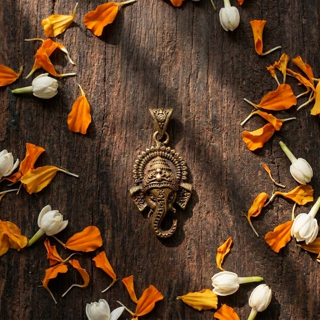 Brass Ganesh Pendant | Vighnaharta Divine Jewelry | Daily Wear & Gifting