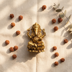 Lord Ganesh Brass Idol | Sitting in Lotus | Murti Statue for Home Temple