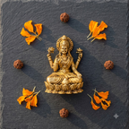 Brass Lakshmi Devi Idol | Antique Lotus Finish | Wealth Goddess Statue for Home Office