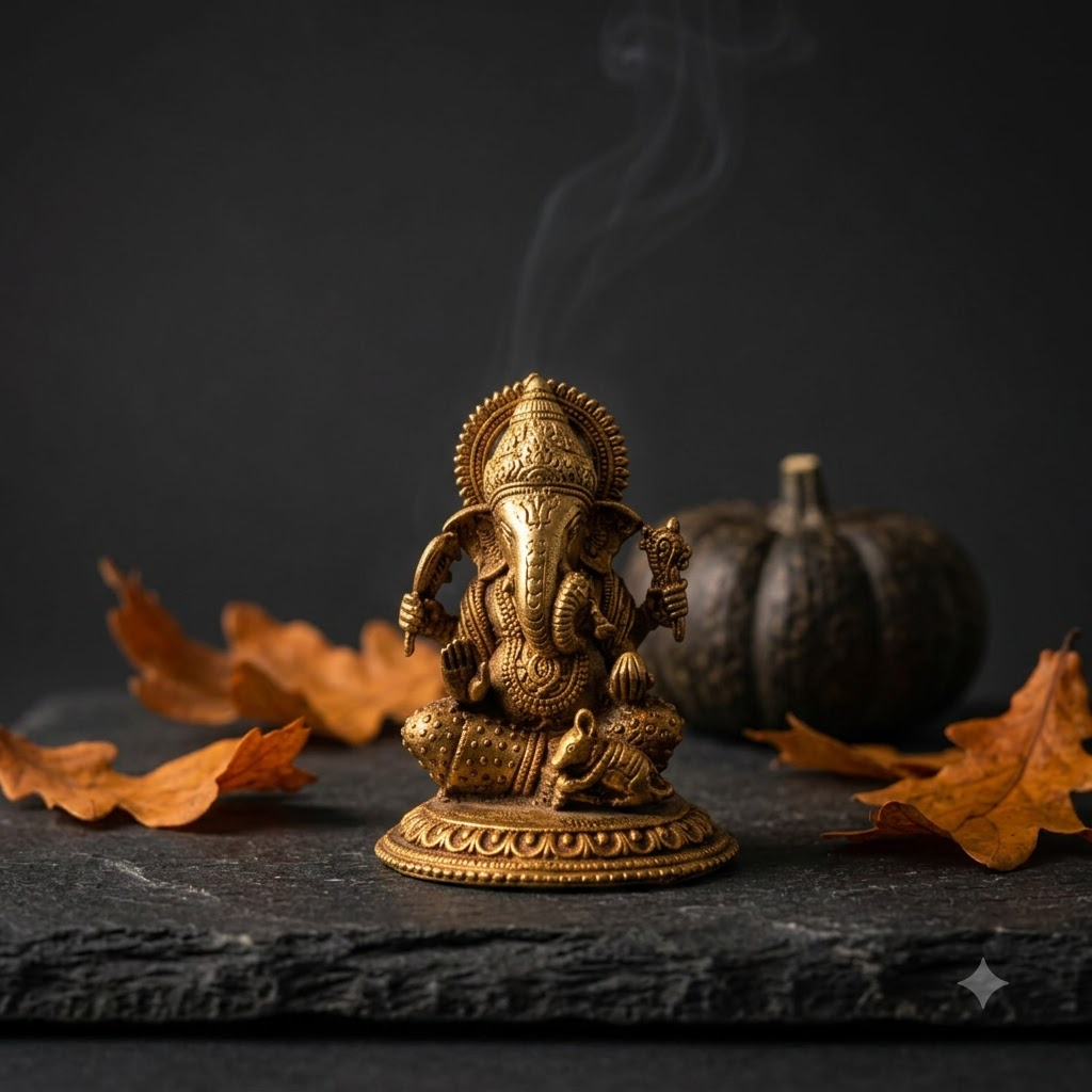 Lord Ganesh Brass Idol | Vighnaharta Murti | Home Temple Pooja Statue