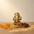 Lord Ganesh Brass Idol | Vighnaharta Murti | Home Temple Pooja Statue